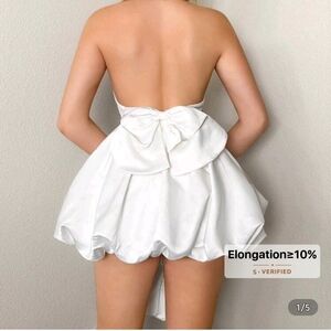 SHEIN White Strapless Dress with Back Bow ( BOW tie DRESS)